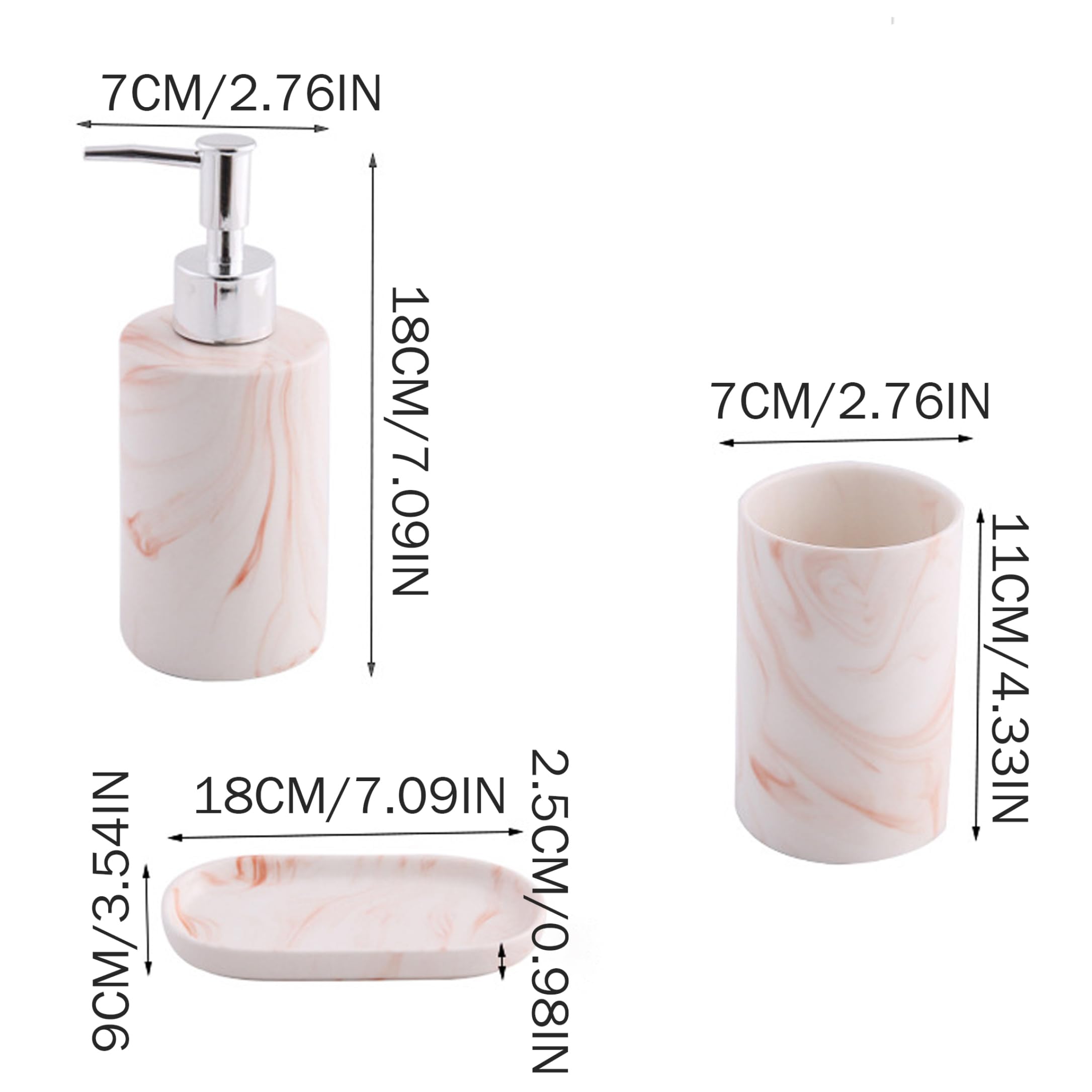 Set 3 Pezzi Porta Sapone e spazzolino da Denti - Set da Bagno in Marmo ceramico di Lusso Nordico, Bicchiere per spazzolino da Denti e portasapone