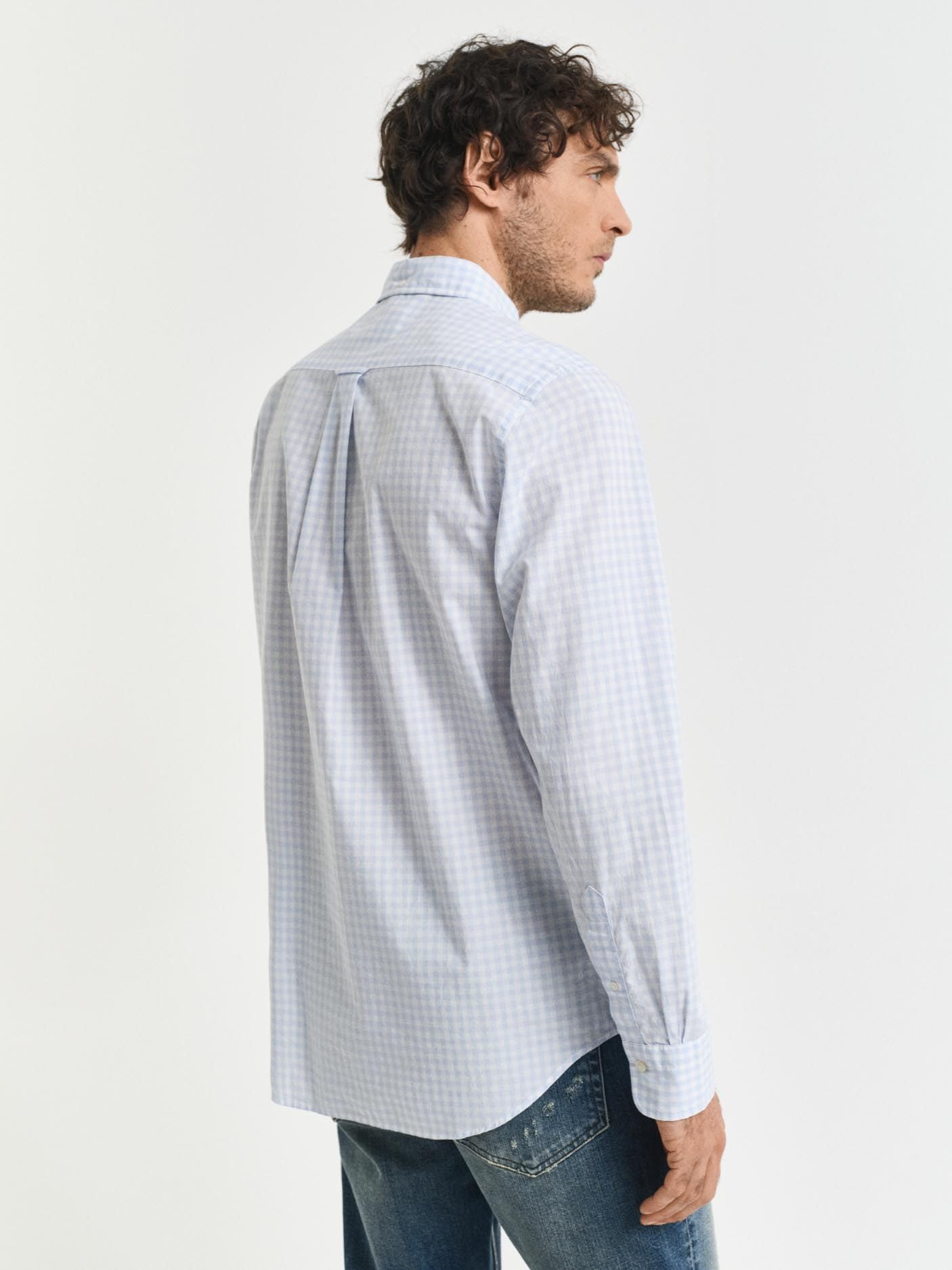 GANT Męska koszulka REG POPLIN Gingham, klasyczna koszula, jasnoniebieska, standardowa, jasnoniebieski, 4XL