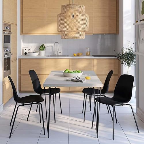 ZRIZAURA Zrizura SKÅLSTA Table, Modern Light Grey-Beige Dining Table with Hairpin Black-Grey Legs, 140 x 80 cm, Kitchen, Office & Work Desk - Image 2