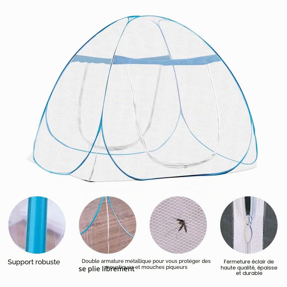 Moustiquaire de Lit Pliable, Portable de Voyage Moustiquaire 180 x 200 x 150 cm, Double Porte Camping Mosquito Rideau, Pop-up Moustiquaires avec Entrée Surdimensionnée, moustiquaires de Voyage