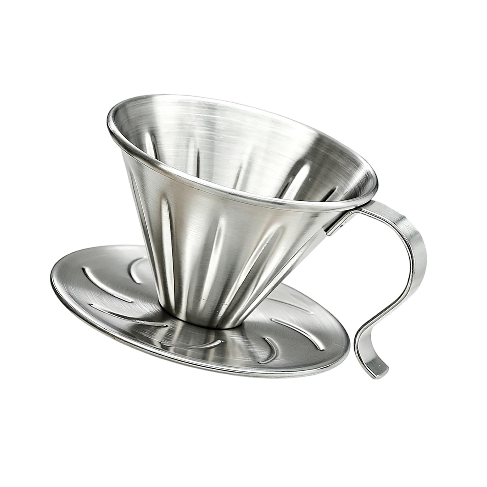 Elnwnnkc Manual Brew Coffee Filter Cone 304 Stainless Steel Hand Drip Dripper with Wide Base and Side Handle for Home Use Hand Drip Coffee Dripper Stainless Steel Cone Manual Brew Home Kitchen Filter