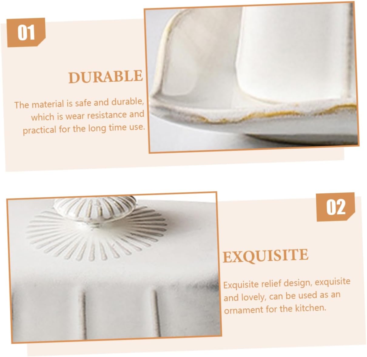 OUNONA Ceramic Butter Dish with Lid Heat Resistant Butter Container Plate for Kitchen Food Safe Tray for Serving and Desserts