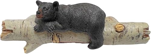 Miniatura 2 de BestGiftEver Tiradores de cajón con detalles de oso negro sobre madera de abedul, accesorios de gabinete rústico para cabaña (6 unidades)