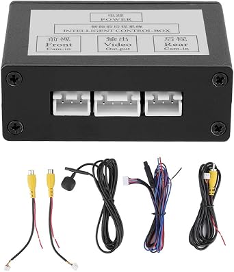 Car Front View Camera Switcher, Zinc Alloy Car Parking Camera Switcher Car Parking Camera Converter with Power Cable for Vehicle