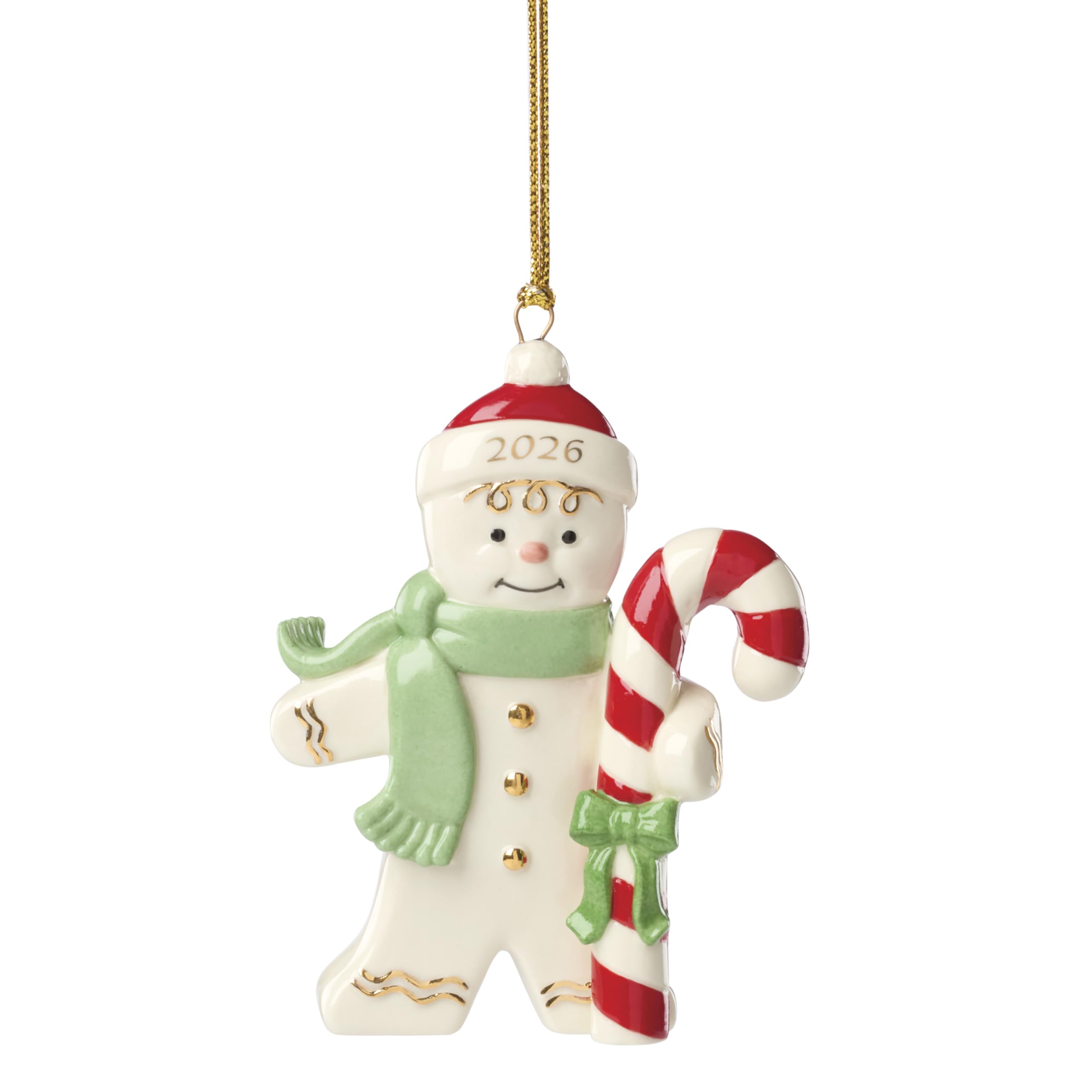 Lenox 898584 2026 - Decorazione a forma di omino di pan di zenzero con bastoncino di zucchero
