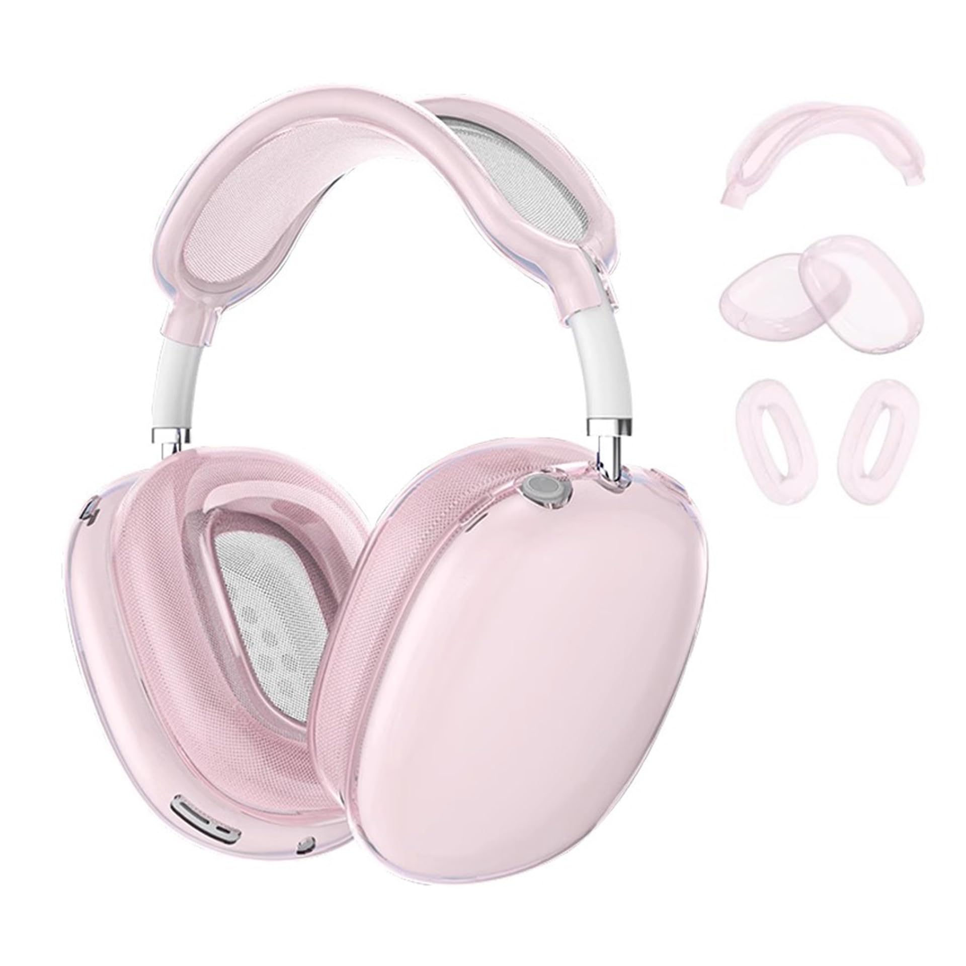 Headpones Cover Compatible with Air Pods Max (Transparent White, Grey, Pink) (Transparent Pink)