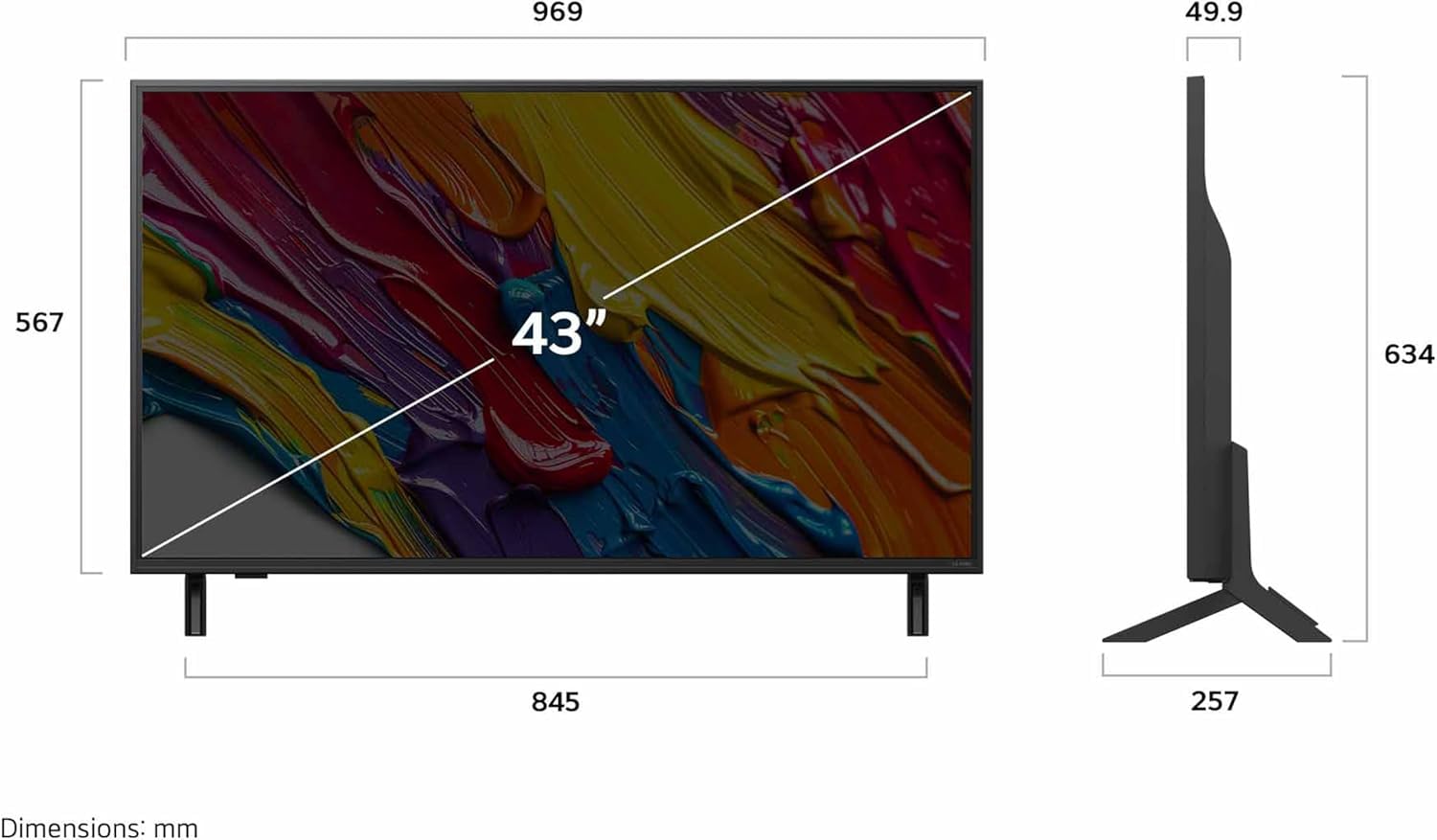LG QNED84 TV 43 cali Smart TV 4K Processore α7 Gen8 Dynamic QNED Color webOS AI Gaming VRR 4K@60Hz