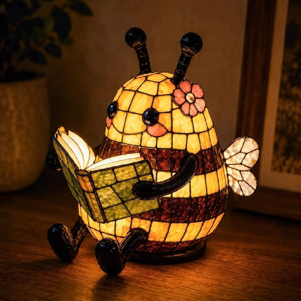 Lampada Da Lettura Per Api, Lampada Da Lettura Carina Per Leggere Di Notte, Luce Notturna Calda Con Statua Di Ape, Lampada Da Tavolo Con Animali, Luce Notturna Per Libri Da Lettura Per,2pcs