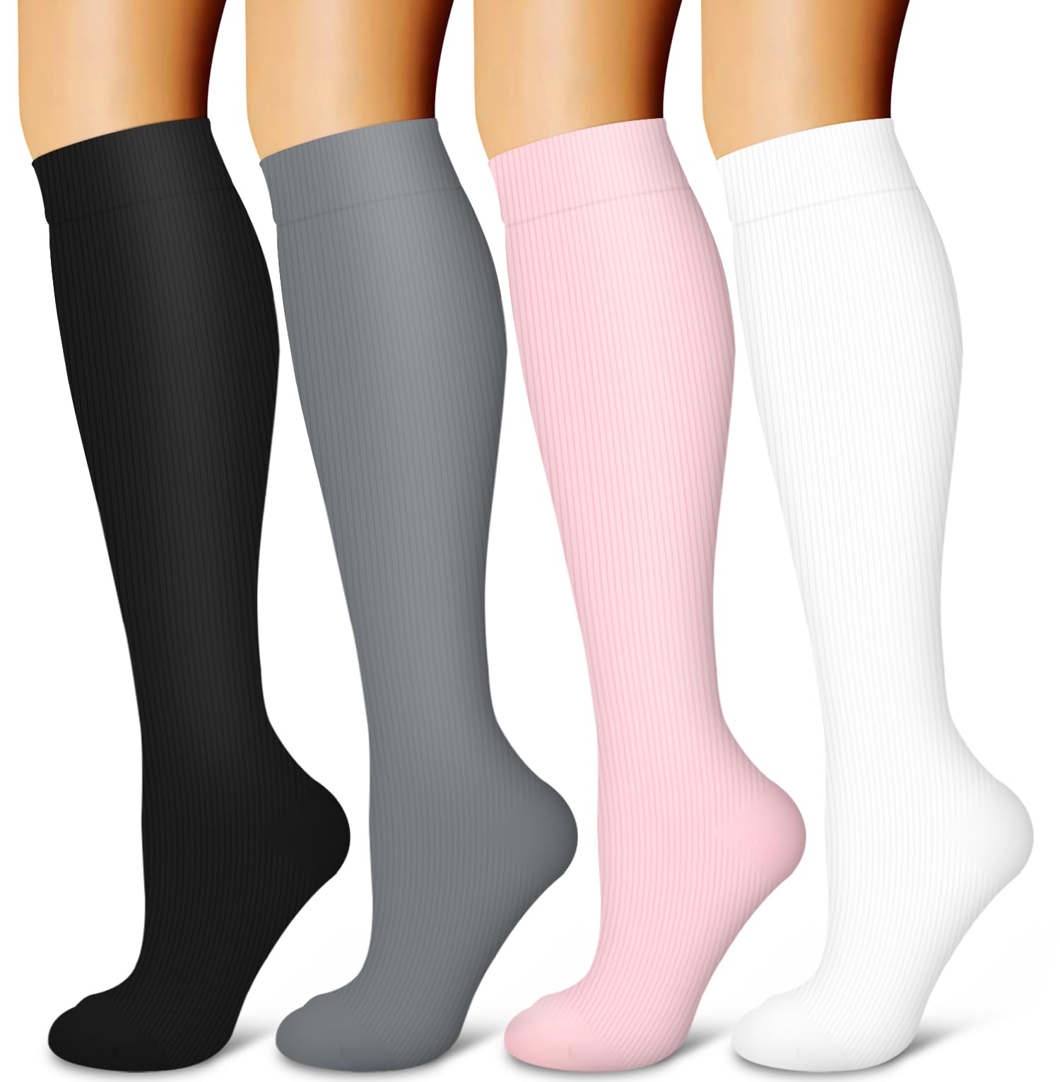 Laite Hebe 4 Pairs-Compression Socks for Women&amp;Men Circulation-Best Support for Nurses,Running,Athletic
