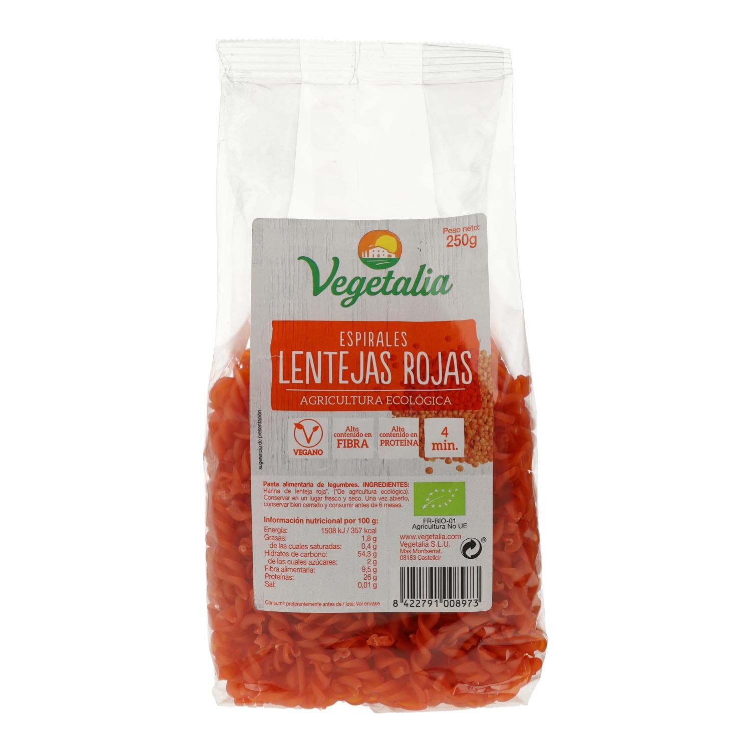 ESPIRALES DE LENTEJAS ROJAS 250gr. BIO SG