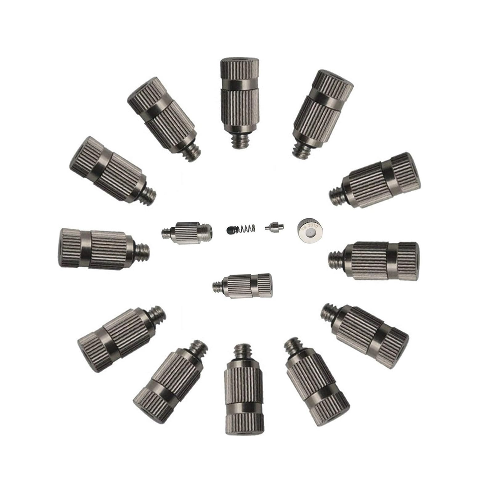 SCMYZLYD Brass misting Nozzles, Stainless Steel Atomizing Misting Nozzle Pack Of 10 3/16 Inch 0.1-0.6mm Garden Fog(0.5mm)