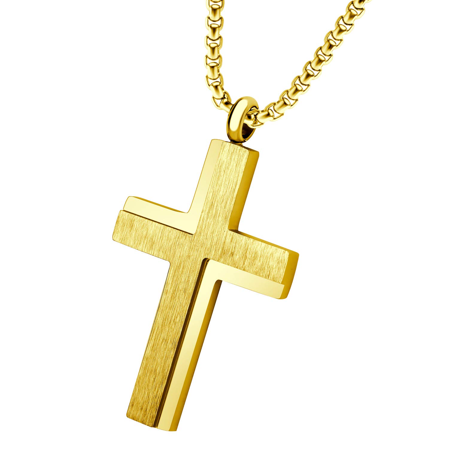 555Jewelry - Collar de cadena de acero inoxidable para hombres y mujeres, 16-24 pulgadas Dorado