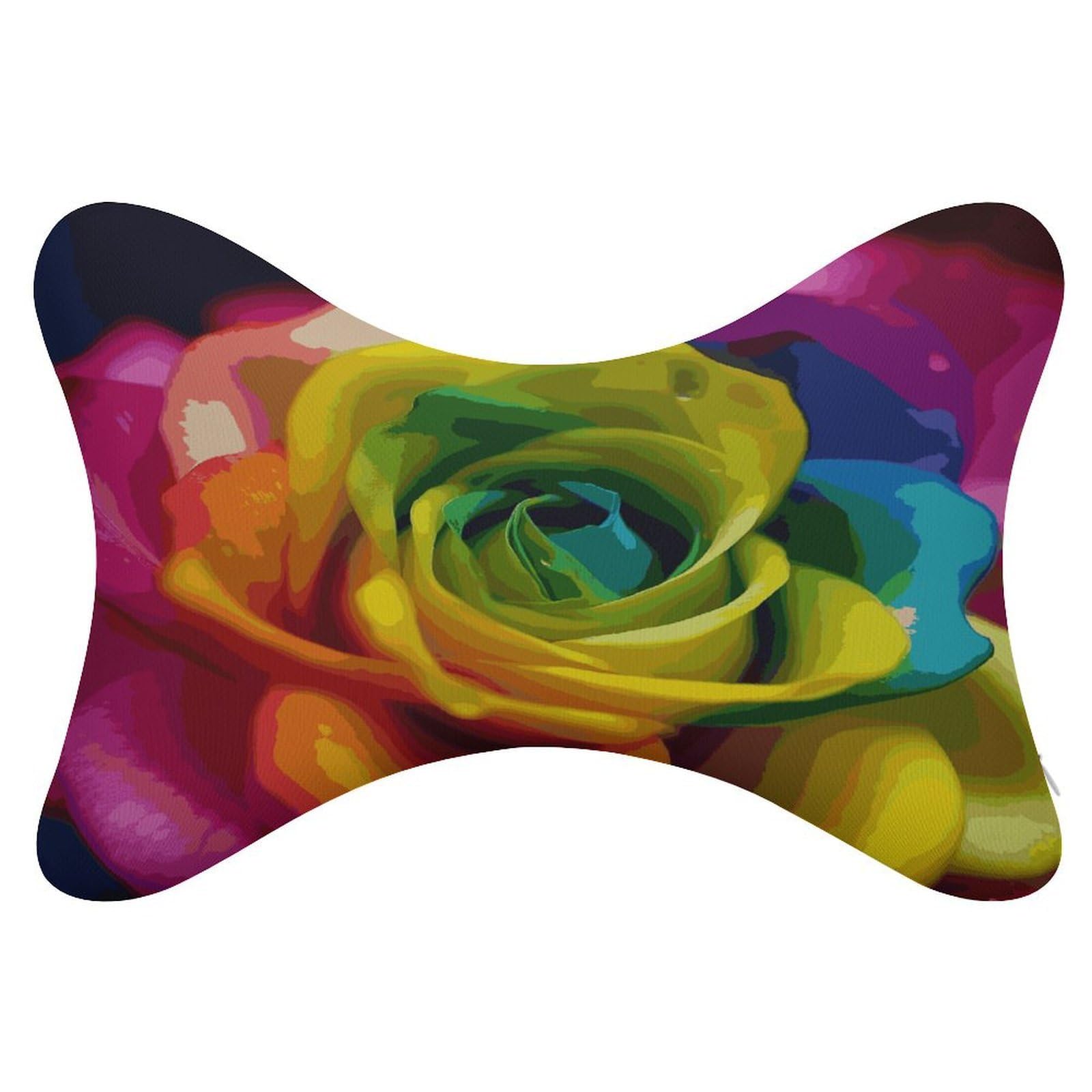 FekiLoot Rainbow Flower Car Headrest Set of 2,Softness Memory Foam Car Neck Pillow with Breathable Removable Cover Car Neck Support Pillow Ergonomic for Driving, Office