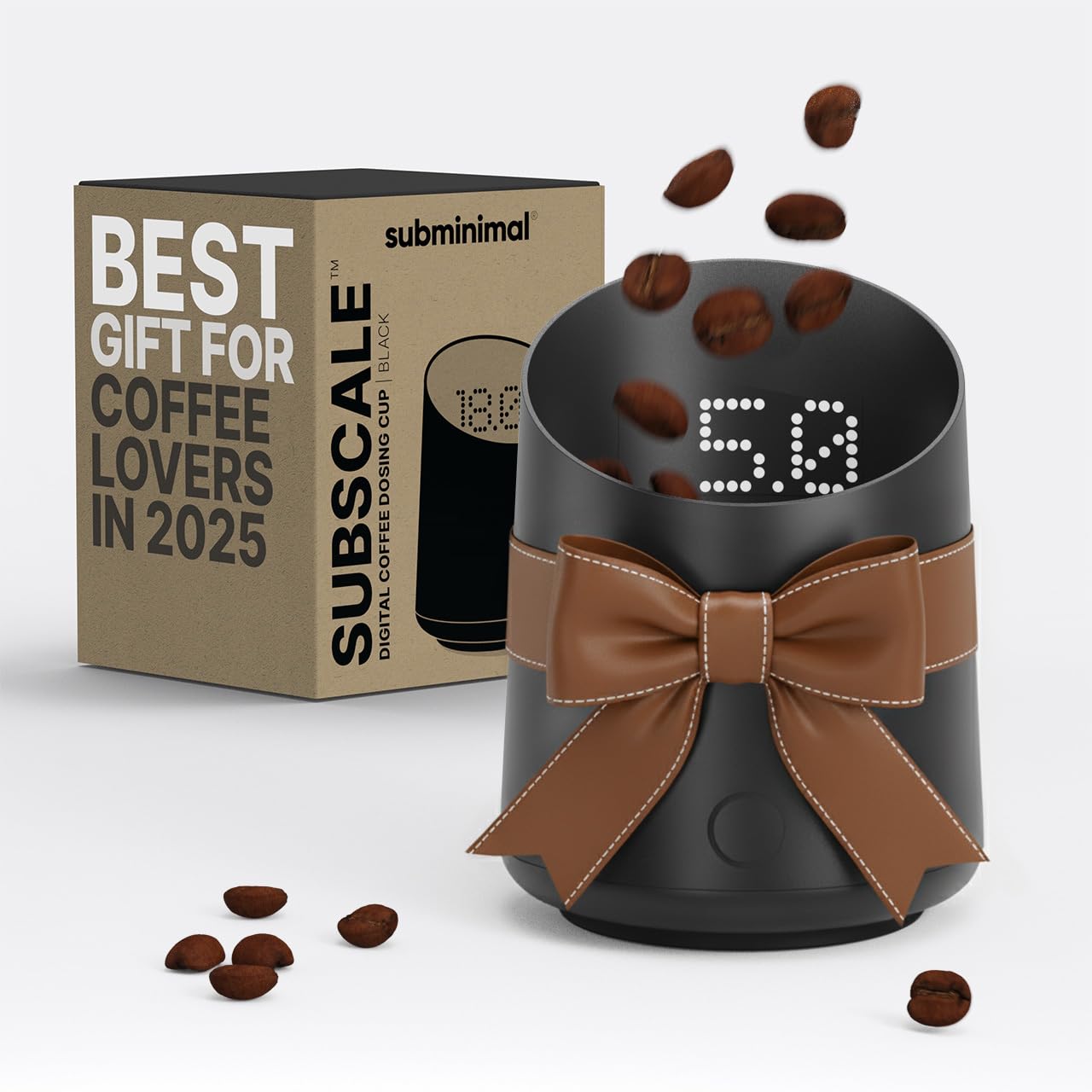 Subminimal Subscale Digital Dosing Cup with LED Display – Sleek & Precise Scale - Dosing & Brewing Accessories, Measures Coffee Grounds for Espresso - Coffee Lover Gifts - Black