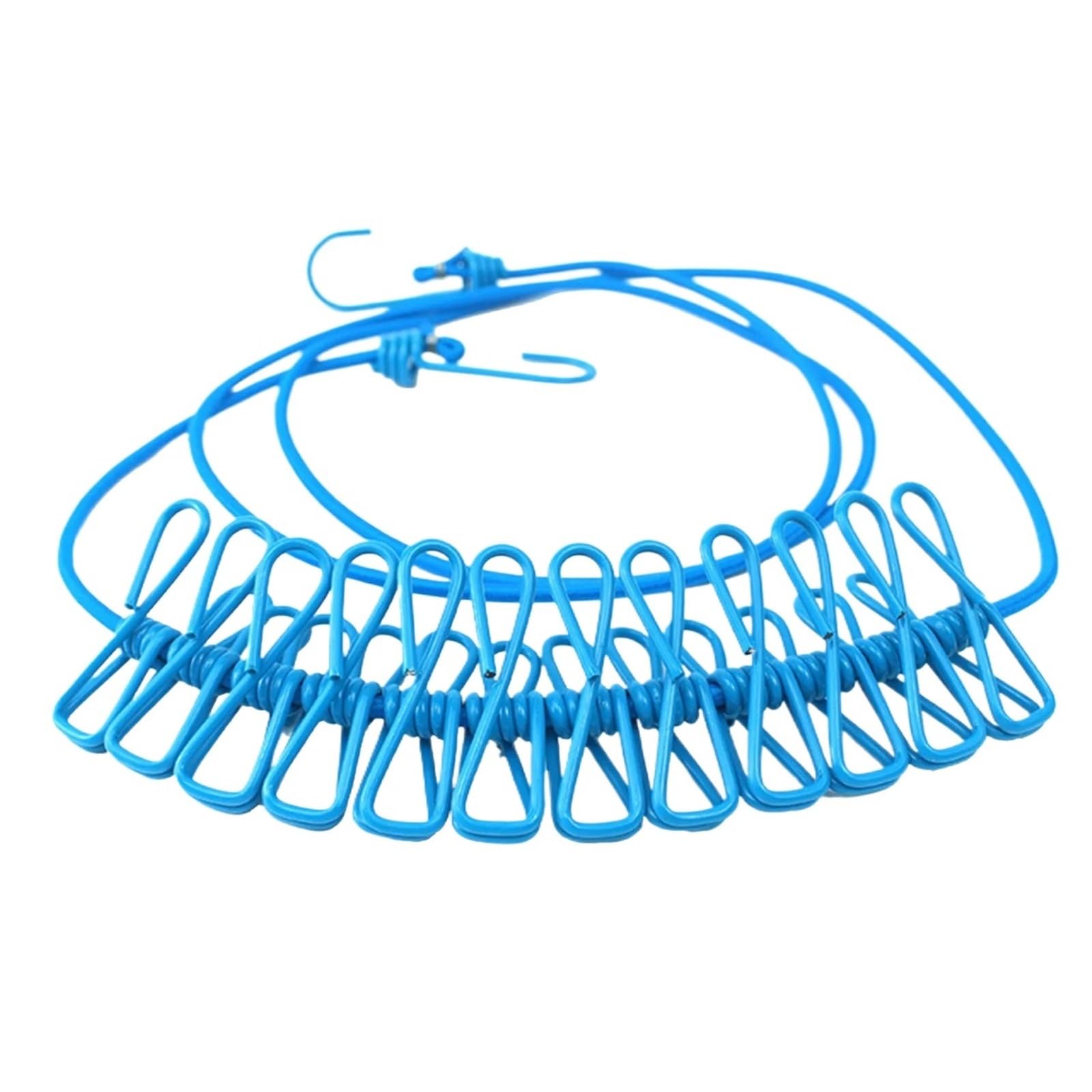 Laundry Line Portable Clothesline With 12 Clothespins, Windproof Travel Stretchy Retractable Elastic Laundry Clothes Line Balcony Garden(Blue)