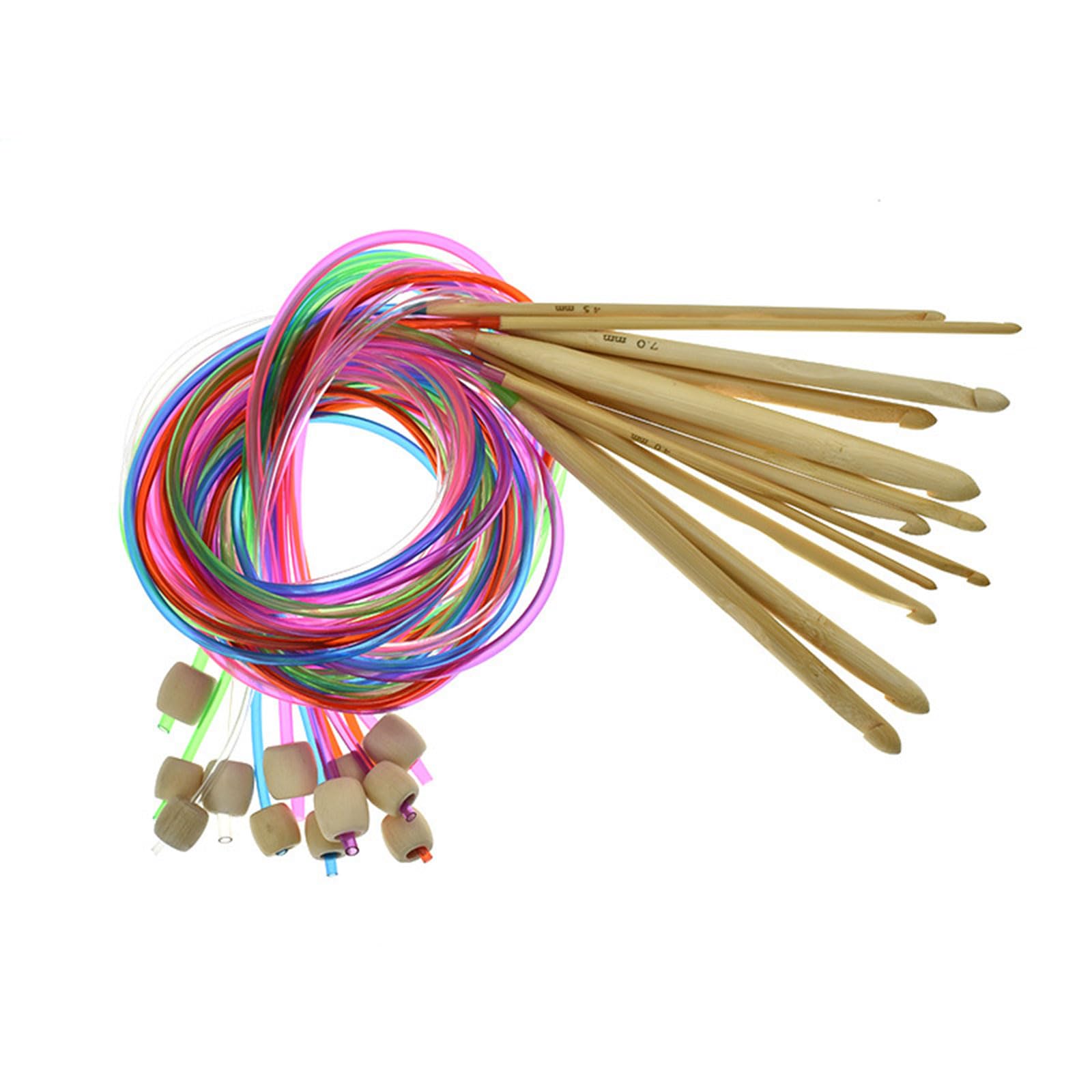 Crochet Tunisien Prym Lot De 23 Crochets Tunisiens, 12 Aiguilles à Tricoter En Bambou Carbonisé