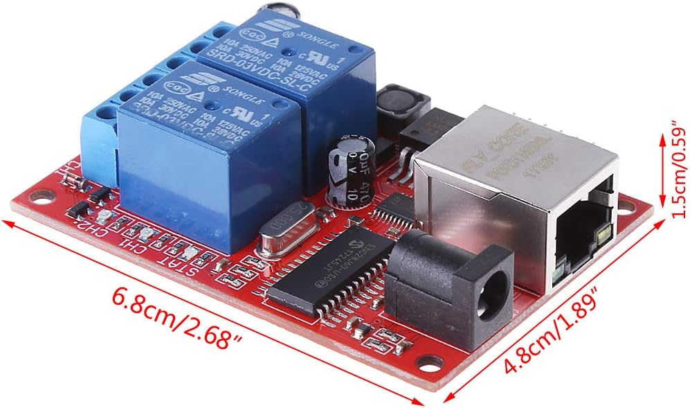 Pinhaijing LAN Ethernet 2 Way Relay Board Delay Switch TCP/UDP Controller Module Web Server