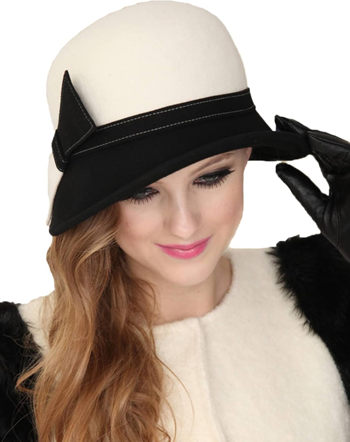 Wide Brim Wool Felt Hats Bow Bowler Fedora Hat for Women Ladies Femme Wedding Church Derby Cocktail Pillbox Hats