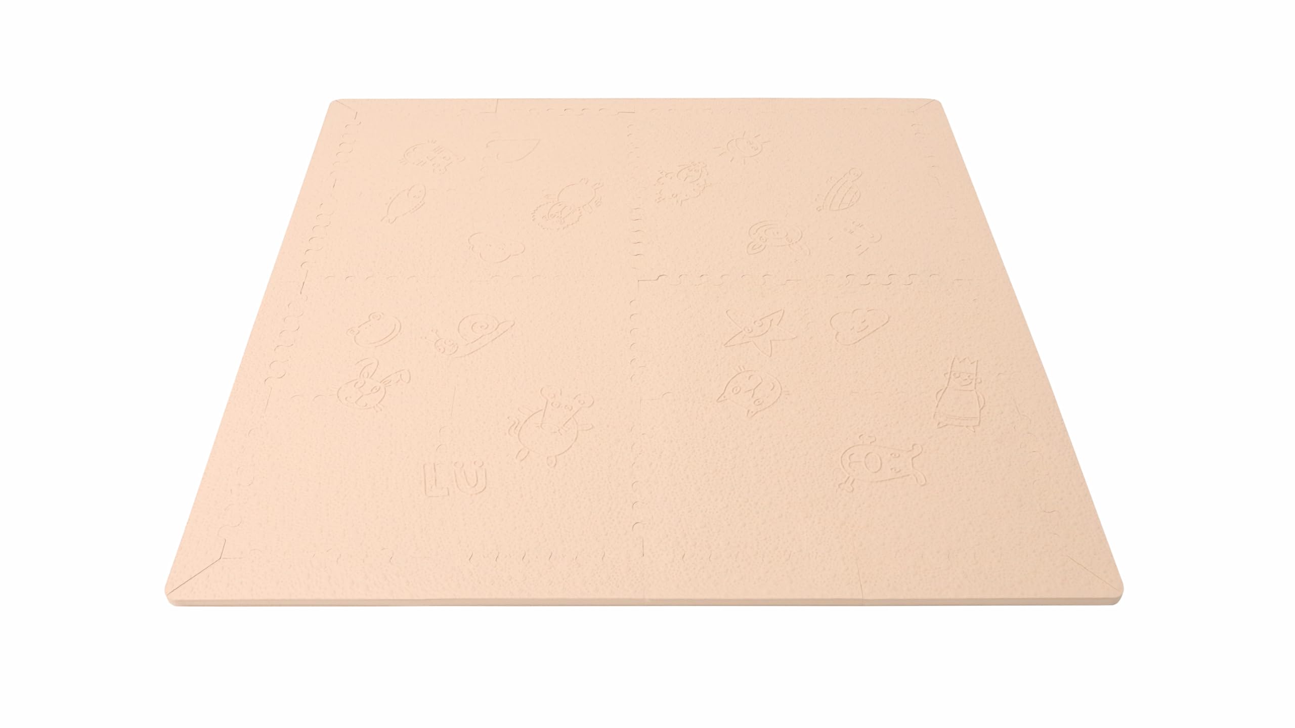 LuBabymats Mini - Original gepolsterte Krabbeldecke für unterwegs aus hochwertigem EVA-Schaumstoff, extra weiche Polsterung für Babys mit lustigen kindgerechten Designs in Beige