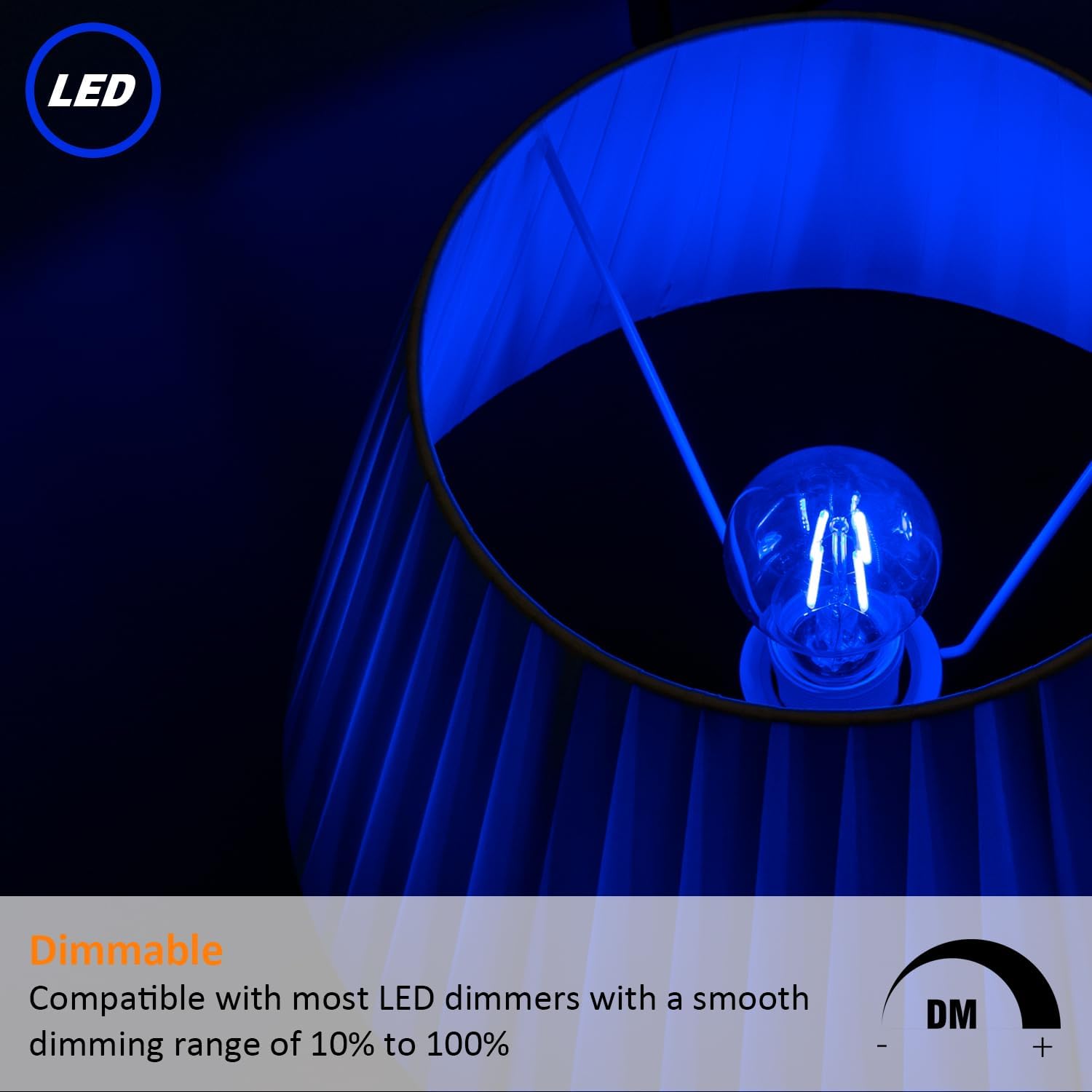 Maelsrlg Blue Light Bulb, 4 Watts, A19 Colored LED Filament Bulbs, Clear Glass, 120 Volts, Dimmable, E26 Base, 2-Pack
