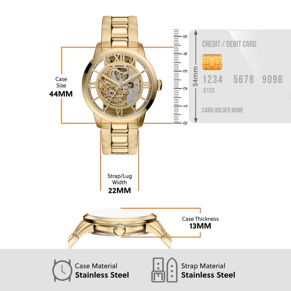 Fossil Townsman Gold Automatic Stainless Steel Watch ME3280 - 5