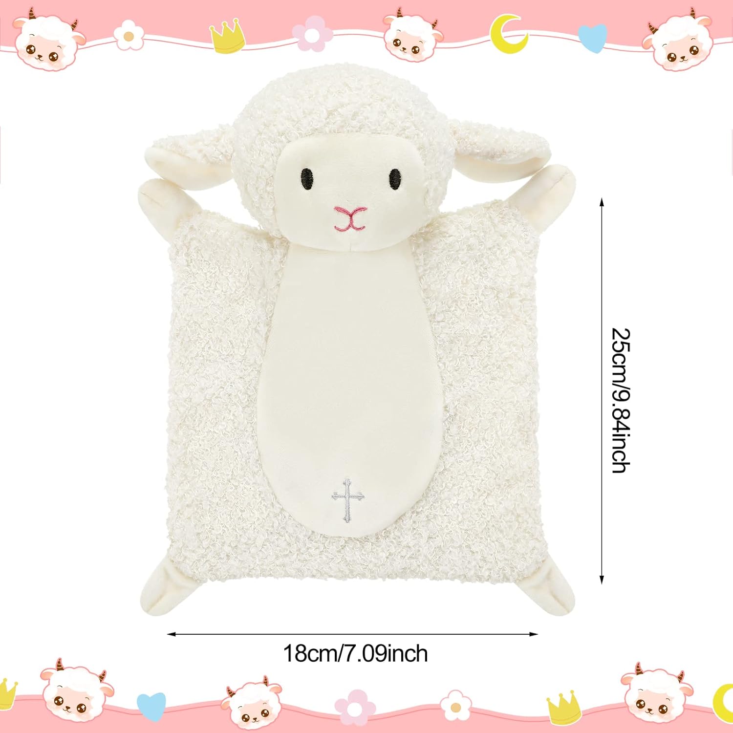 Panelee 2 Pcs Baptism Gifts Baby Blessings Lamb Security Blanket for First Communion, Christening Baptism Gifts Baby Showers - Image 2