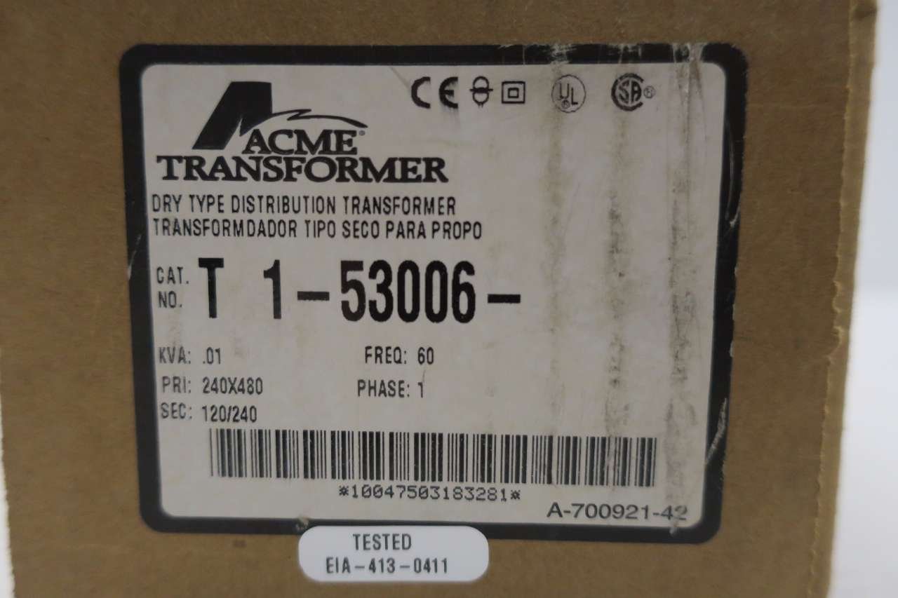 ACME T-1-53006 10VA 1PH 240/480V-AC 120/240V-AC VOLTAGE TRANSFORMER D557941