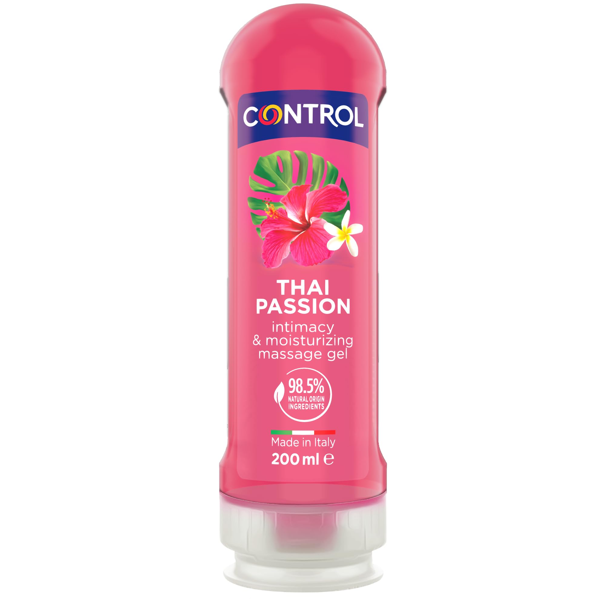 Control Thai Passion Gel Massaggio 2 in 1 A Base D'Acqua All'Aroma Di Fiori E Spezie con 98,5% di Ingredienti Naturali, 100% Made in Italy, 200 ml