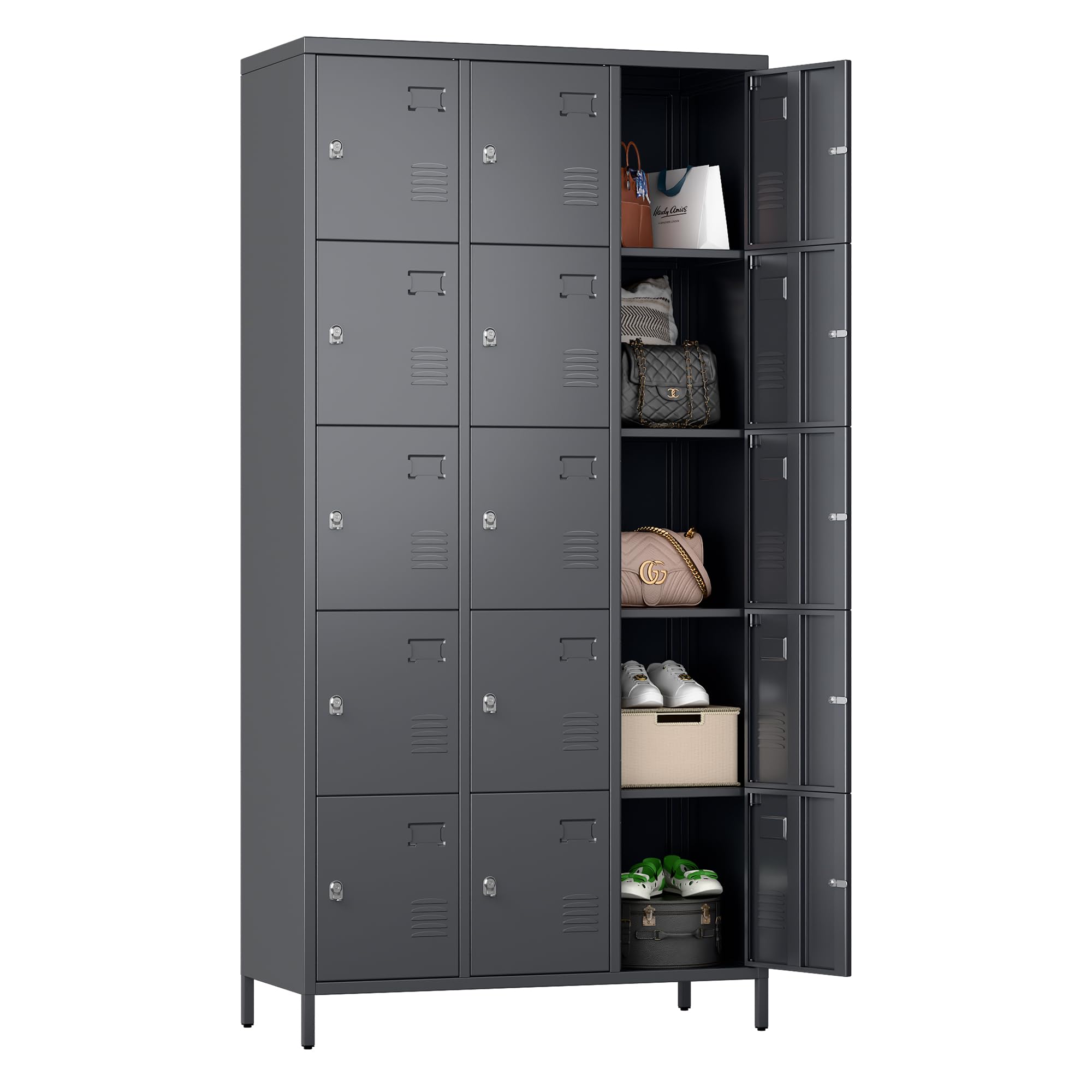 JAORD Metal Lockers with 15 Doors, 72