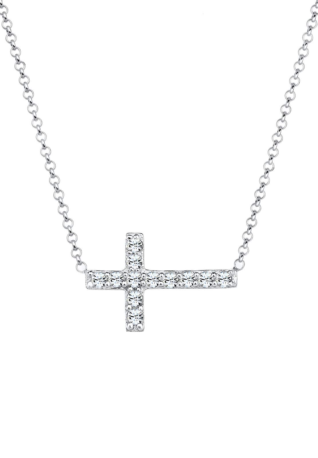 Elli Necklace Women Cross Pendant Elegant with Crystals in 925 Sterling Silver