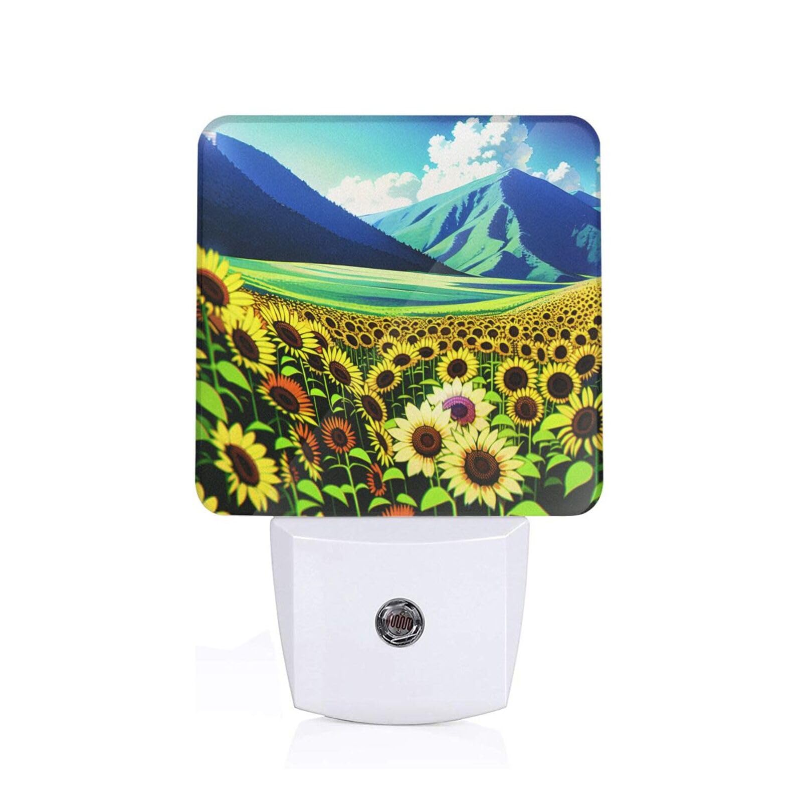 Sunflowers Over The Mountain and Fields Print Night Lights,Night Light Plug in Wall,Night Lights for Adults,Hallway,Kitchen, Plug in Night Lights for Bedroom, Corridor