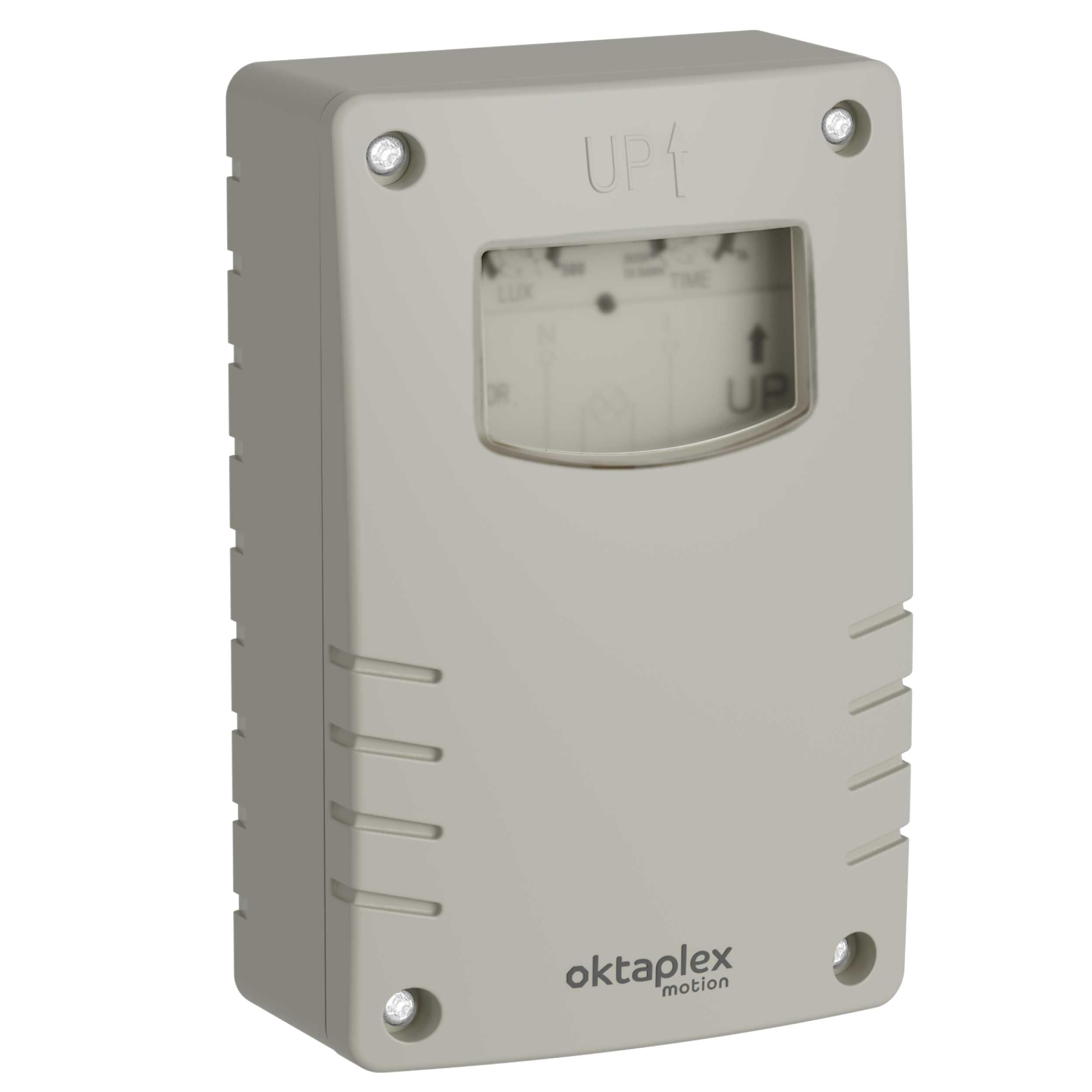 Oktaplex Bela interruptor crepuscular exterior con temporizador de apagado IP65 230V gris-blanco sensor crepuscular ajustable