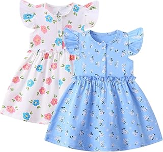 Toddler Dress for Baby Girl Flutter Sleeve Flower Summer Beach Dresses for Infant - Buy now