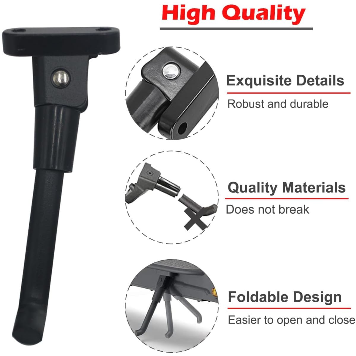 Aluminum Alloy Kickstand For Xiaomi M365 / 1S / Pro Scooters | Black Folding Parking Stand - View #6