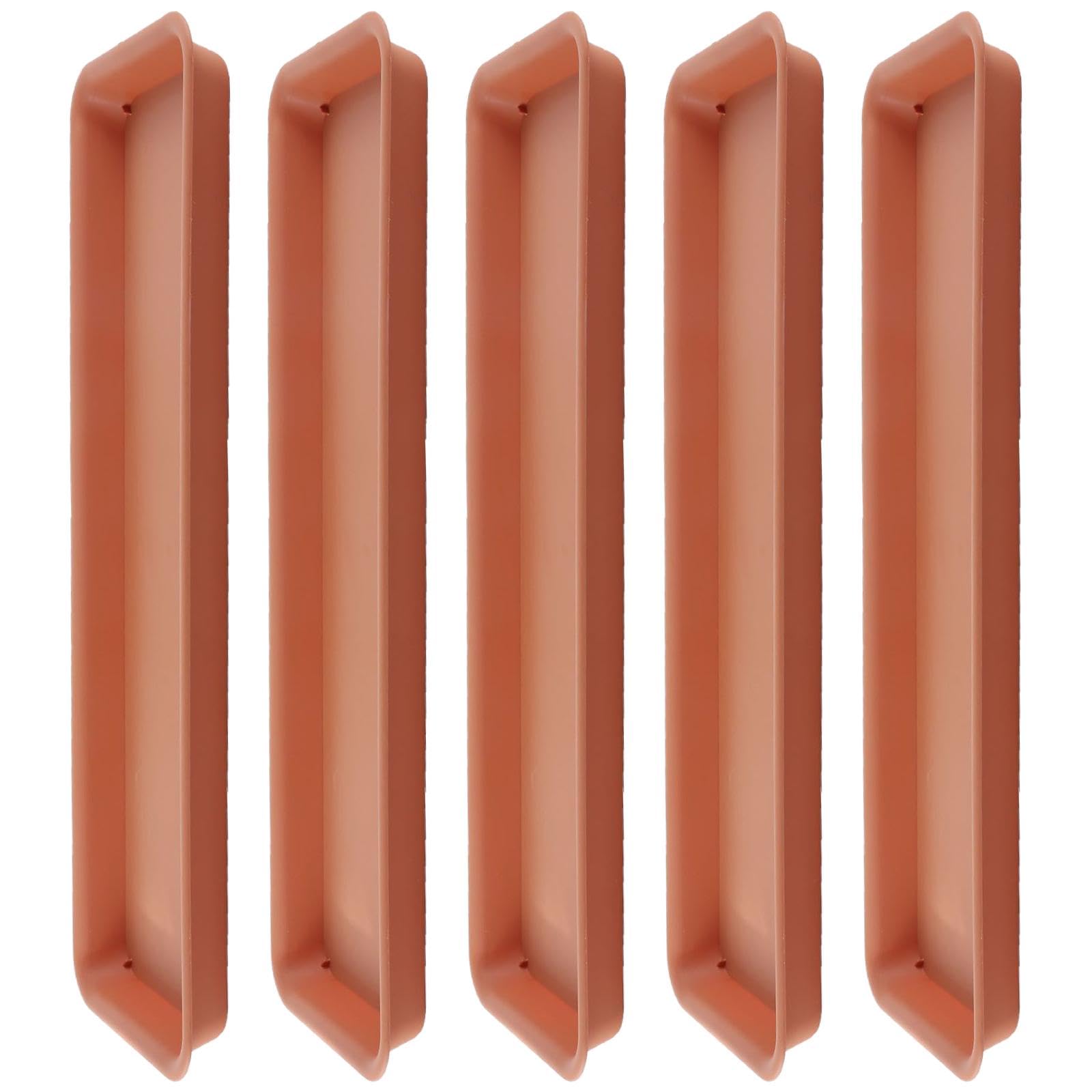 5X Soucoupes pour Plantes, Plateaux de Jardinières Rectangulaires, Soucoupe pour Pot de Fleurs en Plastique pour Cour, Jardin, Intérieur et Extérieures, 48 cm x 19 cm, Rouge