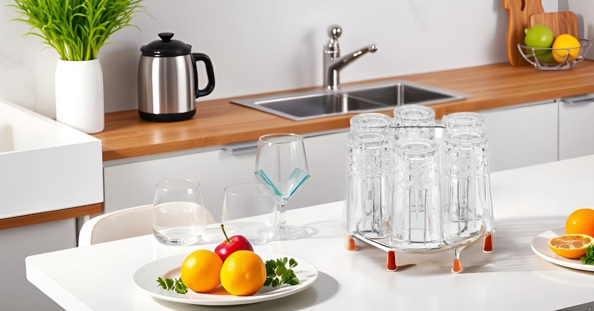 Stainless Steel Glass Stand - Keep Counters Clear -7 Stainless Steel Glass Stand - Keep Counters Clear -7