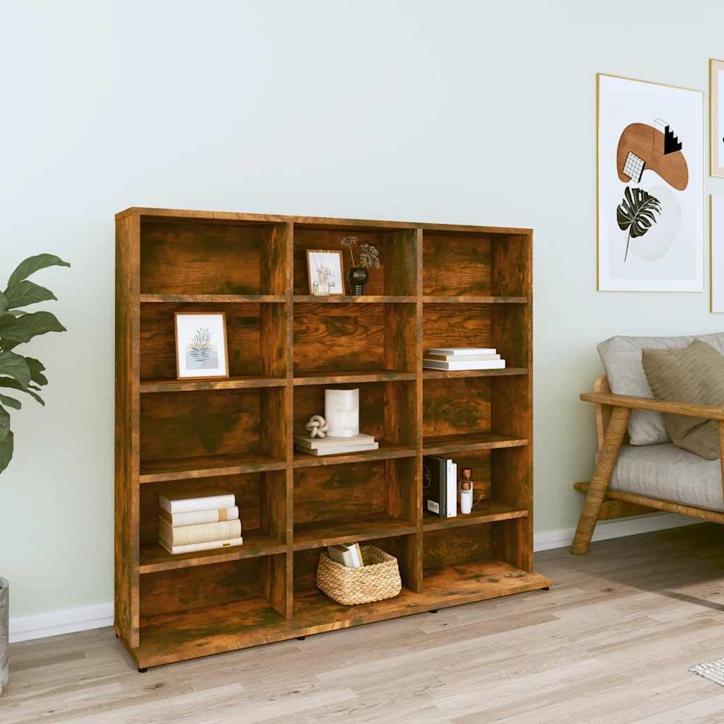 vidaXL Armoire à CD Chêne Fumé Étagère Meuble de Rangement Maison Armoire de Bureau Étude Chambre Intérieur 102x23x89,5 cm Bois d'Ingénierie