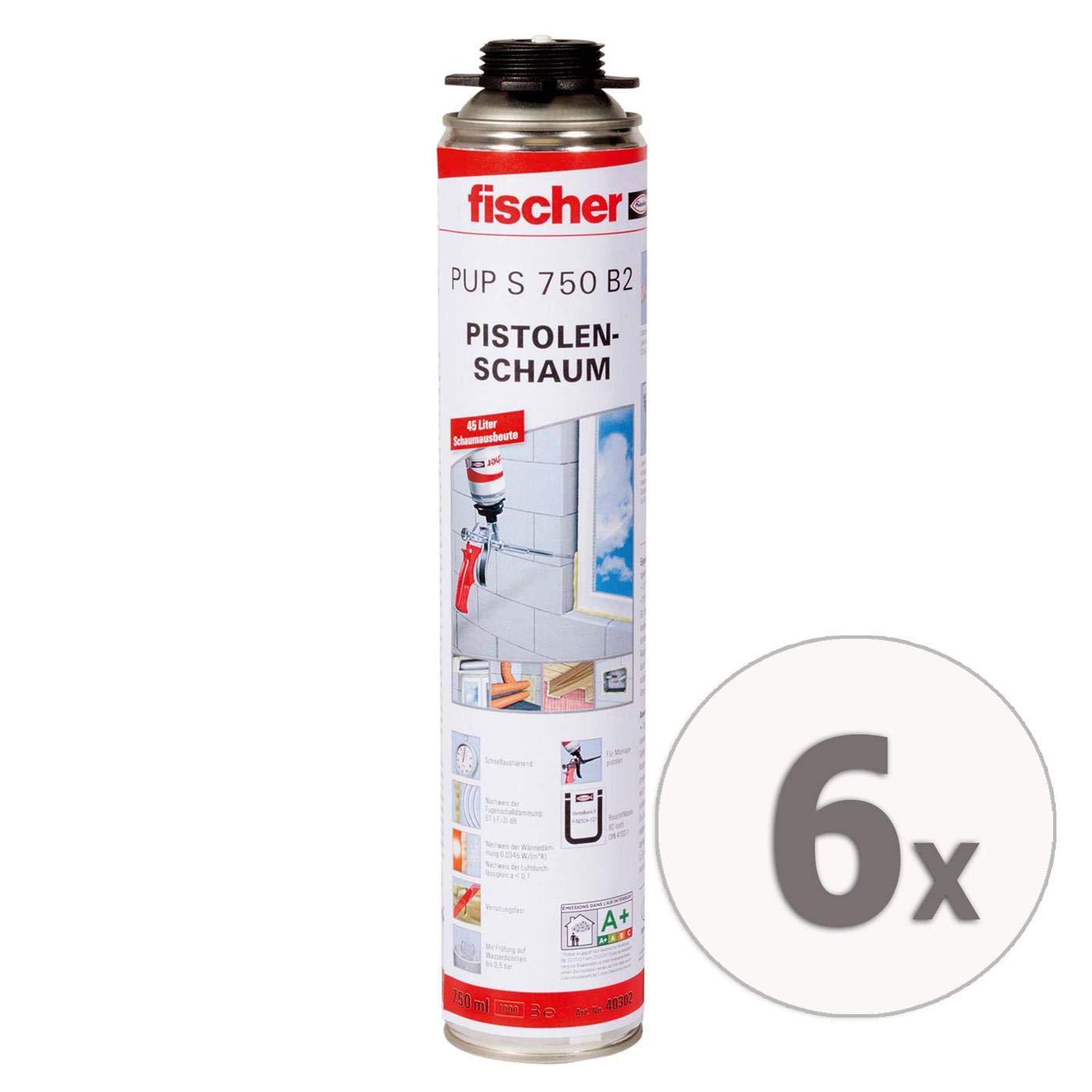 Sparpakete: Fischer Pistolenschaum 1K PUP S 750 B2 (6 x 750 ml)