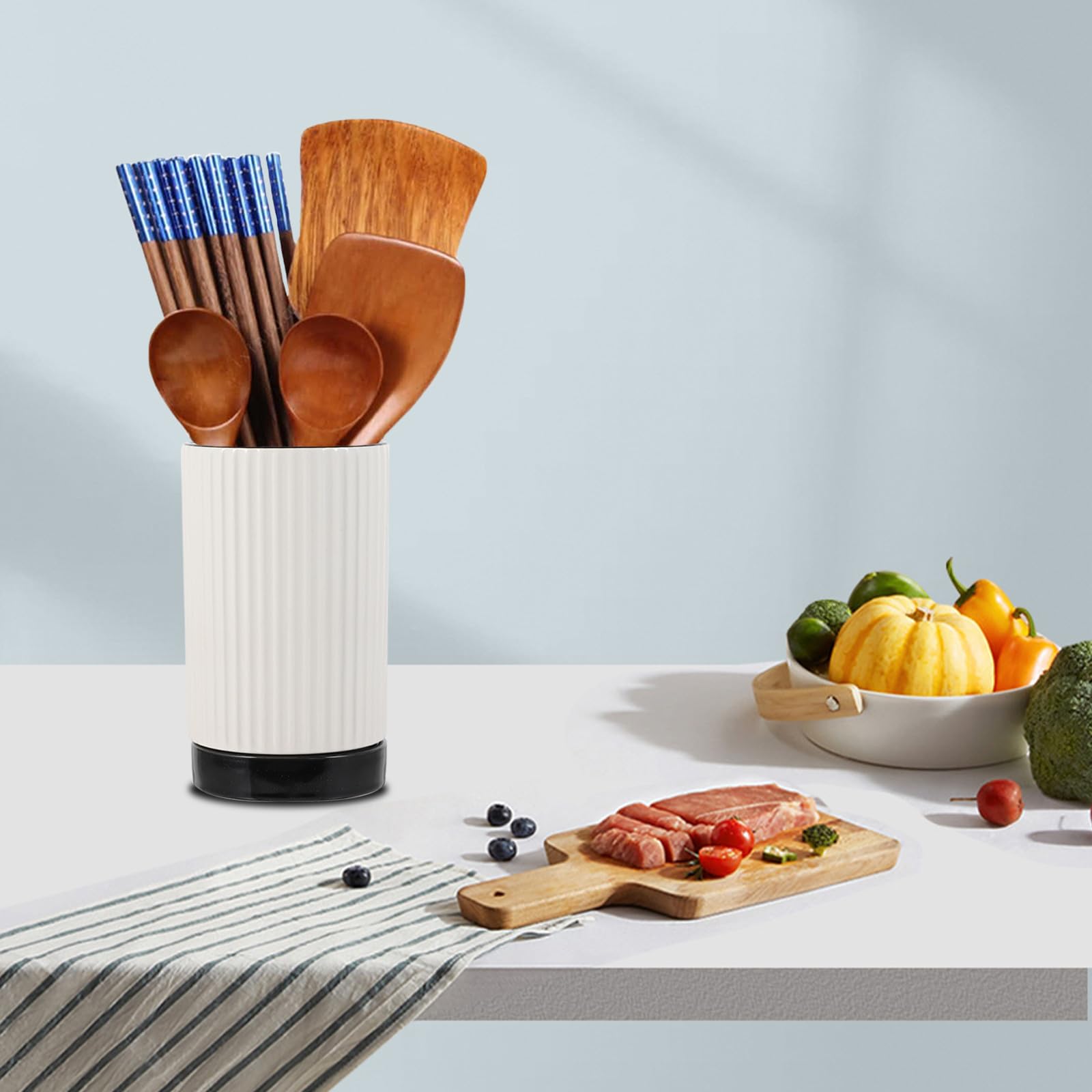 Essstäbchenhalter in Nordischer Küche für Küchenutensilien Keramik Weiß mit Mikrowellengeeignetem Material und Praktischem Design für Arbeitsplatte