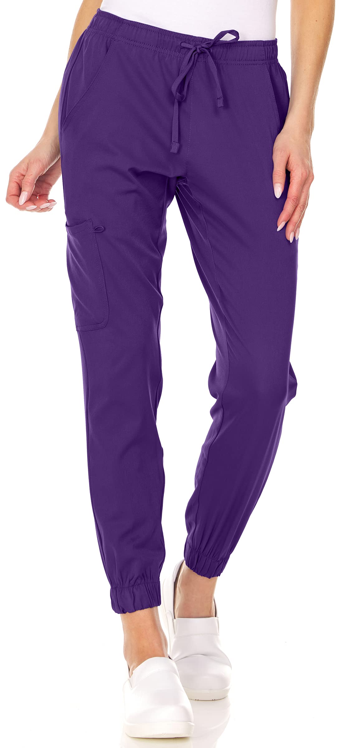 MediChic Womens Scrub Joggers 4-Way Stretch Anti-Wrinkle Moisture-Wicking Elastic Waistband Four Pocket Jogger Pants
