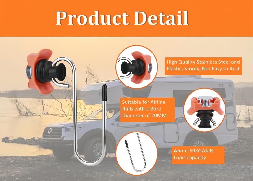 Anlising Ganchos para Rieles de Aerolíneas, 6PCS Airline Rail Fitting para Suspensión, Ganchos para Carril de Aerolínea, Accesorios de Riel de Aerolínea, Gancho de Carril, para Camiones, Remolques