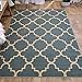 Rubber Backed Area Rug, 39 x 58 inch, Trellis Teal, Non Slip, Kitchen Rugs and Mats