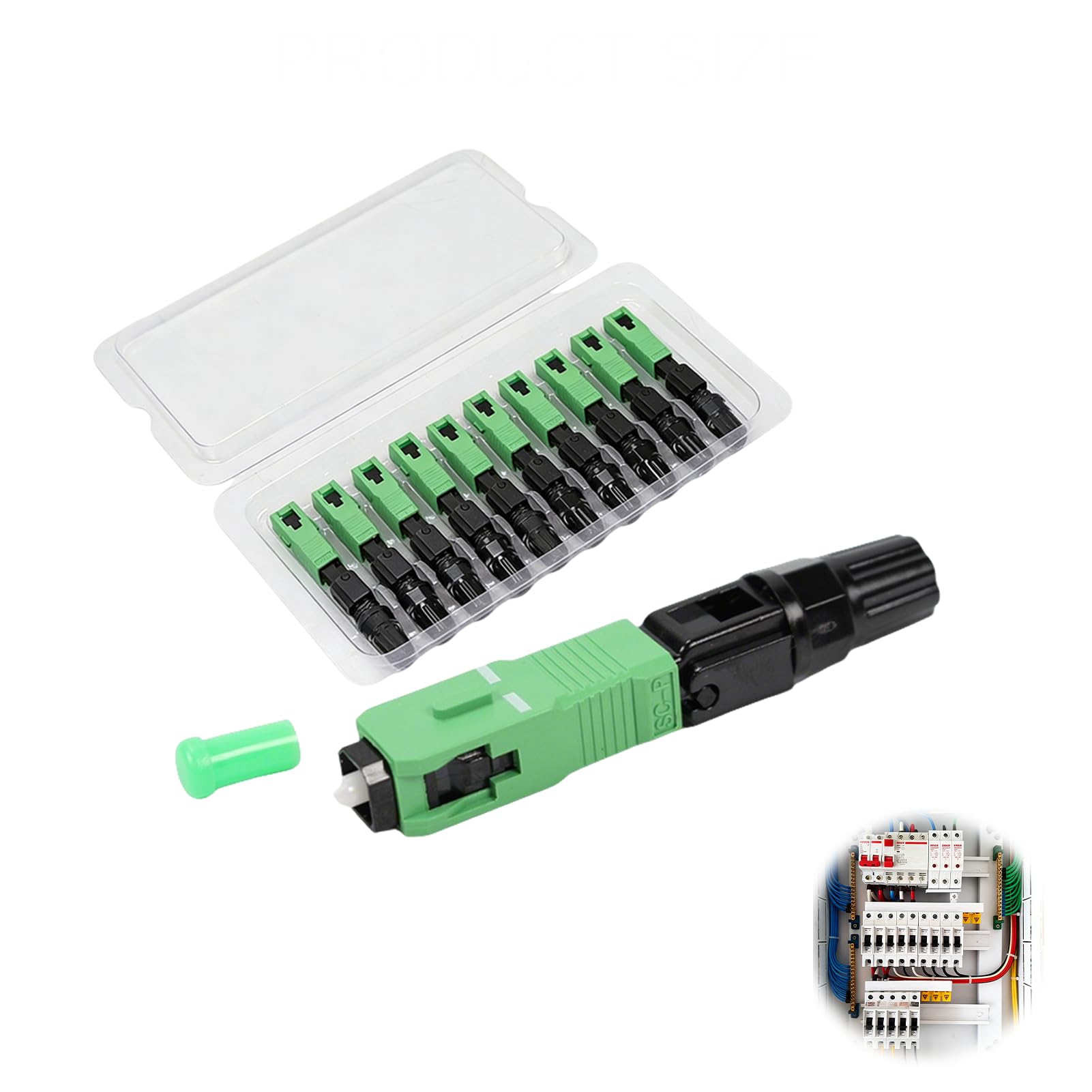 Conector SC/APC Fibra Óptica Rápido Verde Negro Preensamblado Inserción ≤0,3dB Retorno ≥50dB Lote 10