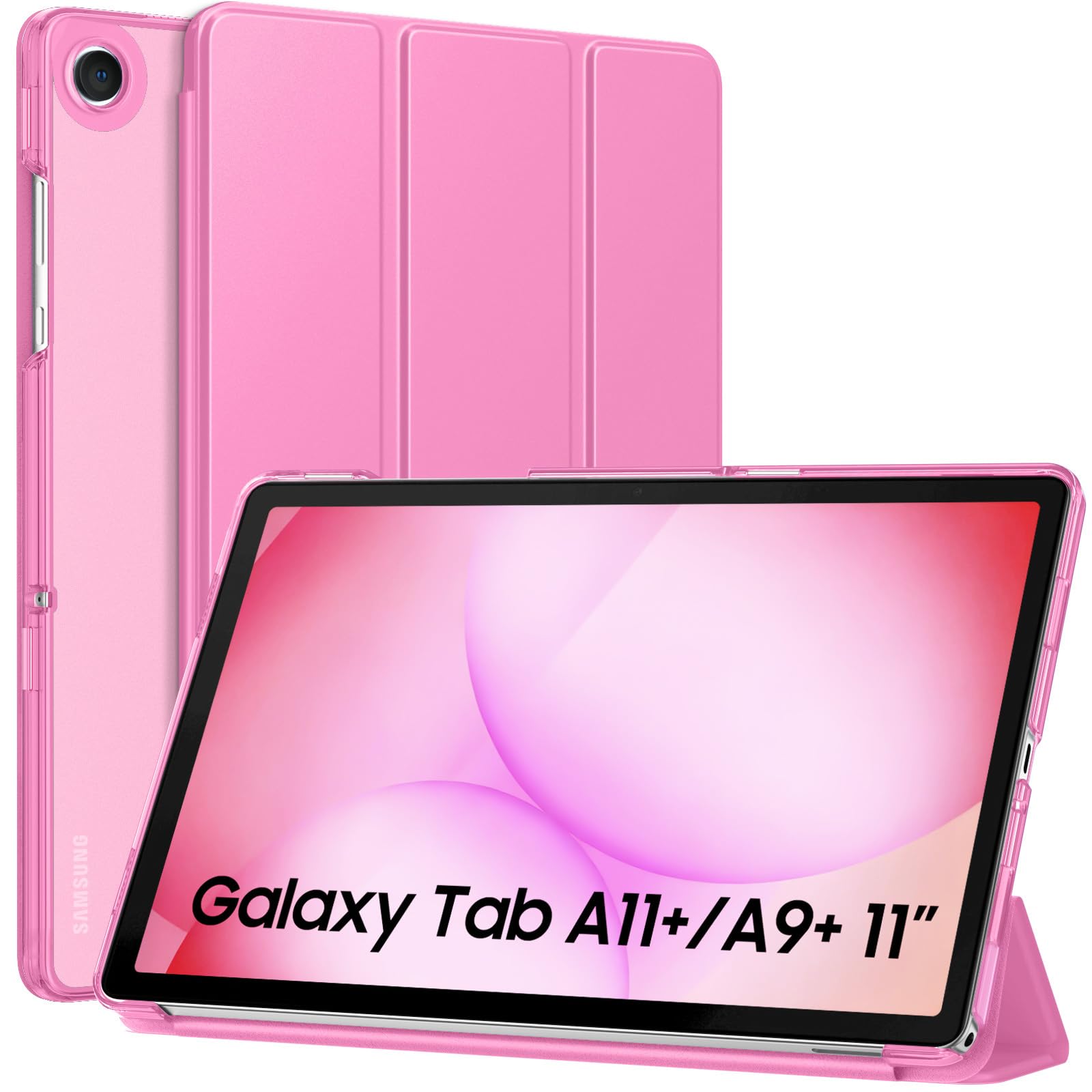 MoKo Slim Case for Samsung Galaxy Tab A11+ Plus/ A9+ Plus 11 Inch, Peony | Smart Stand Hard PC Translucent Back Shell Cover for Galaxy Tab A11+/A9+ Tablet, Auto Sleep/Wake, 2 Adjustable Angle