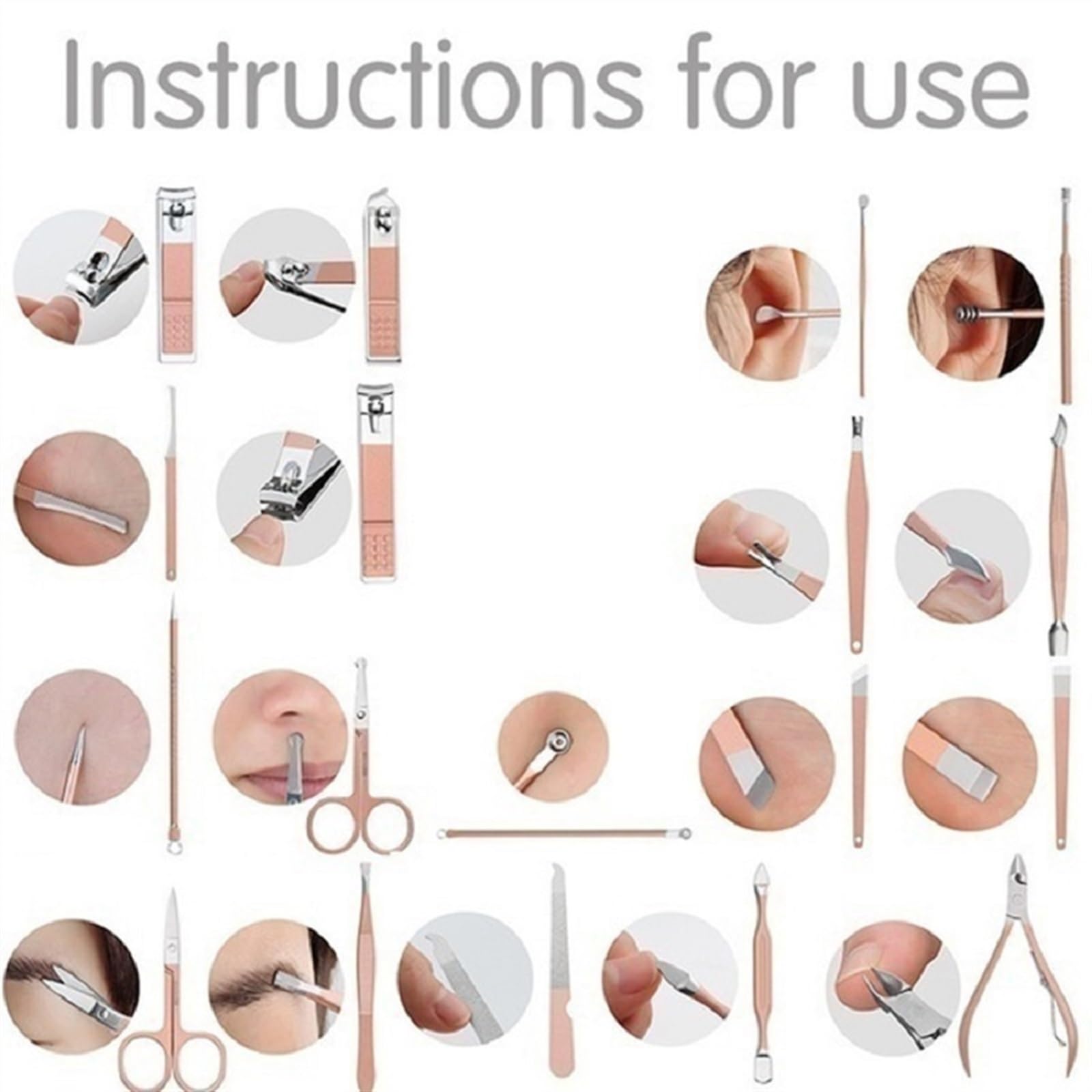Juego de Tijeras for uñas de Oro Rosa y Negro, cortaúñas, pedicura, Herramientas de Belleza for uñas(12PCS)