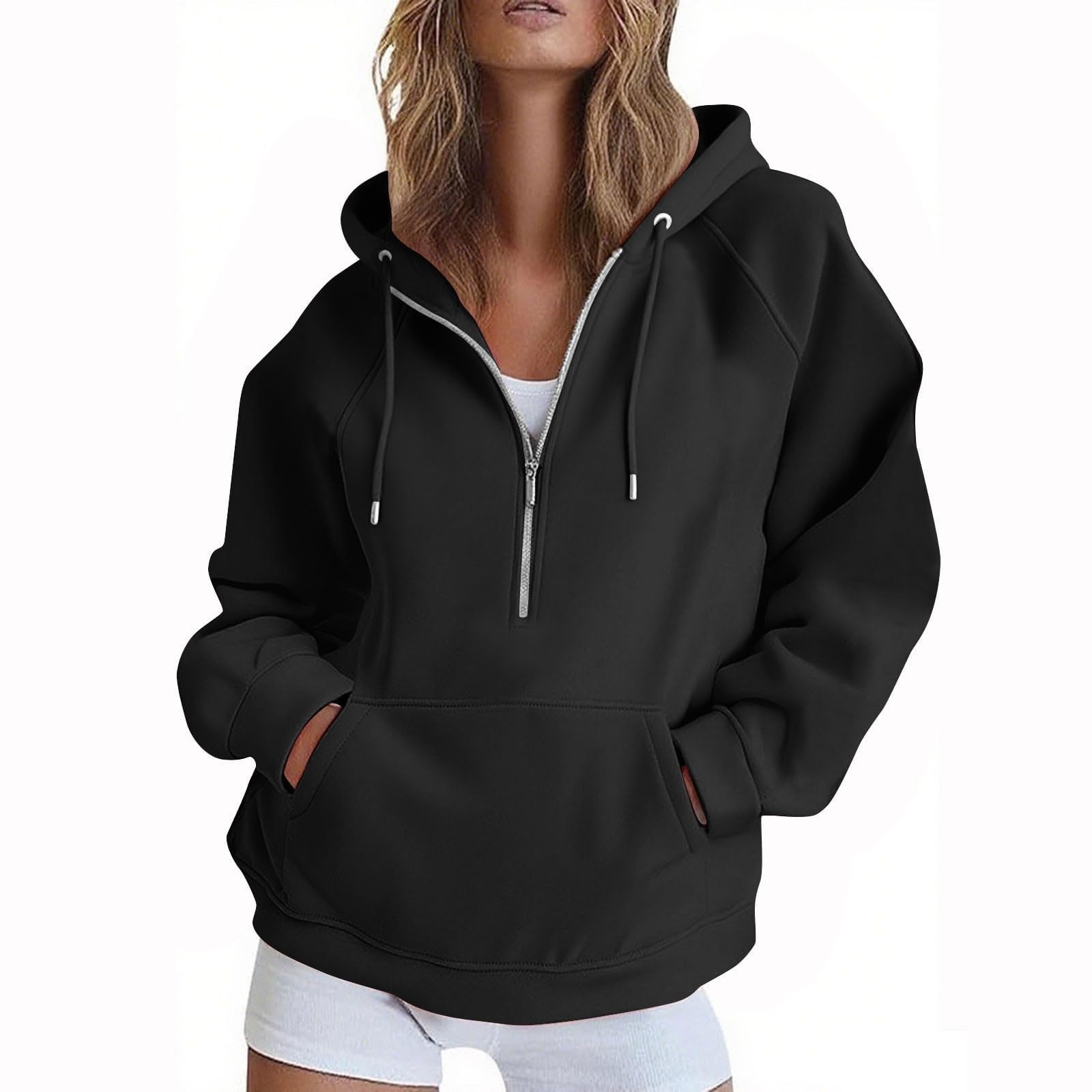 Hoodie Damen Reißverschluss Hoody Oversize Hoodies Sweater Leicht Hoodie Damen Große Größen Sport Kapuzenpullover Warm Winter Kapuzenpulli Langarm Hoodies Rundhals Mit Kapuze Sweatshirt