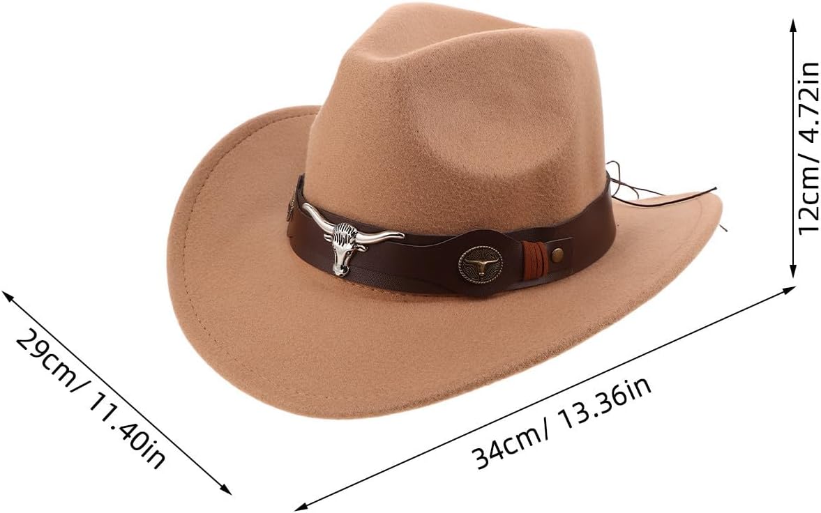 BESPORTBLE 4pcs Unisex Western Cowboy Hats with Adjustable Buckle Wide Brim Felt Caps for Frontier Party Costumes Lightweight Comfortable Summer Festival Accessory for Men and Women Multi