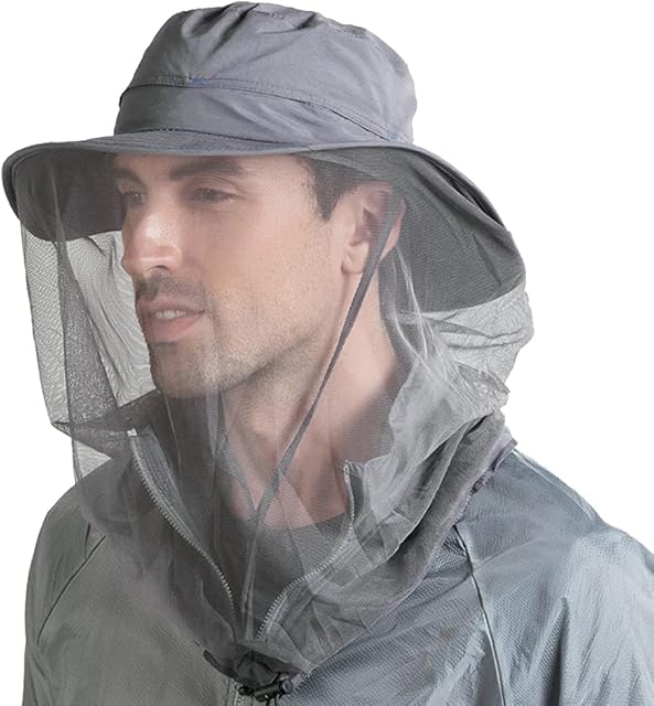 Mosquito Head Net Hat Beekeeping Cowboy Hat Insect Net Veil Hat Outdoor Jungle Face Cover Bucket Hat UV Proof for Bug Fly Mosquito Bee Gnats for Fishing Hiking Gardening and Honey Gathering