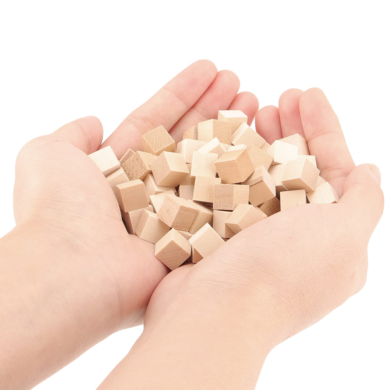 LEXININ Małe drewniane kostki, 500 szt., 1 x 1 x 1 cm, mini naturalne niedokończone klocki drewniane, puste kwadratowe kostki drewniane do rzemiosła, bloków alfabetu, tworzenia puzzli i projektów DIY