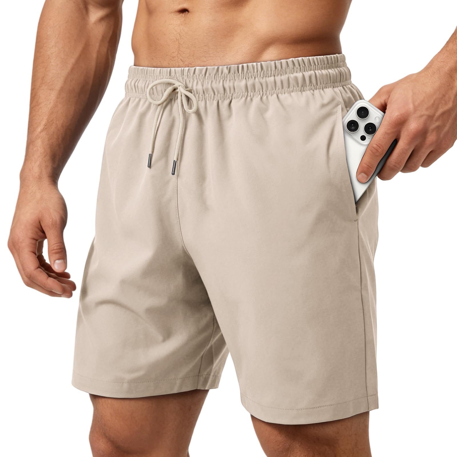 HEOAARG Badehose Herren Badeshorts Lang Mit ReißVerschlusstasche Kurze Hosen Herren Schnelltrocknend Sporthose Kurz Shorts Atmungsaktiv Schwimmhose Mit Meshfutter，Elastisch Tunnelzug